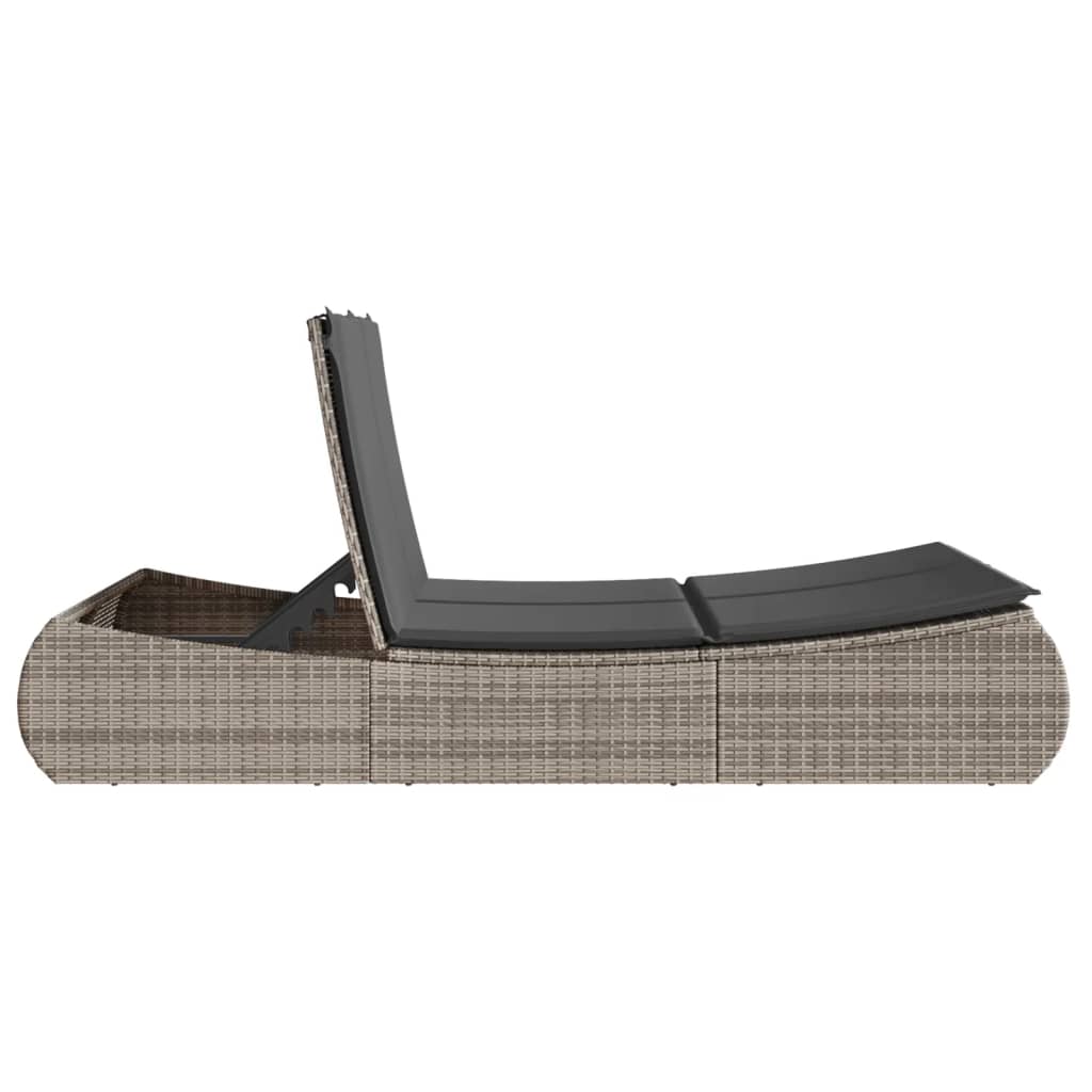 Ligbed 2-Persoons Met Kussens Poly Rattan