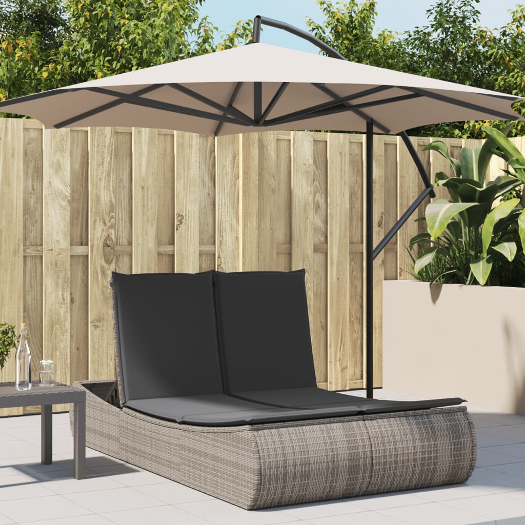 Ligbed 2-Persoons Met Kussens Poly Rattan