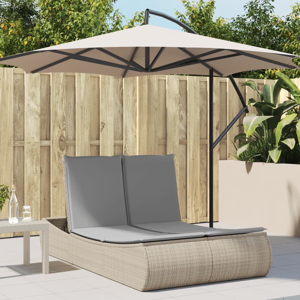 Ligbed 2-Persoons Met Kussens Poly Rattan