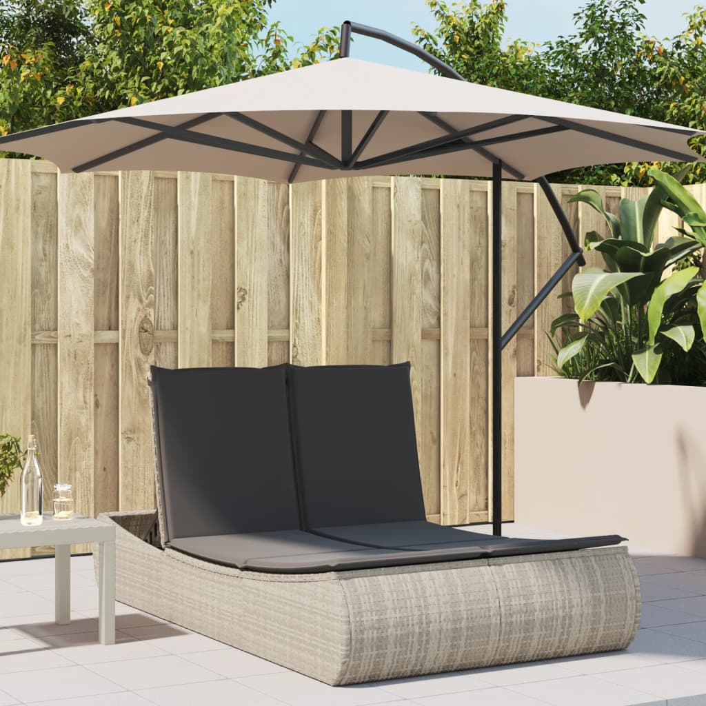 Ligbed 2-Persoons Met Kussens Poly Rattan