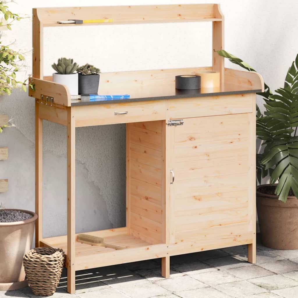 Oppottafel Met Kast 110,5X45X124,5 Cm Massief Vurenhout