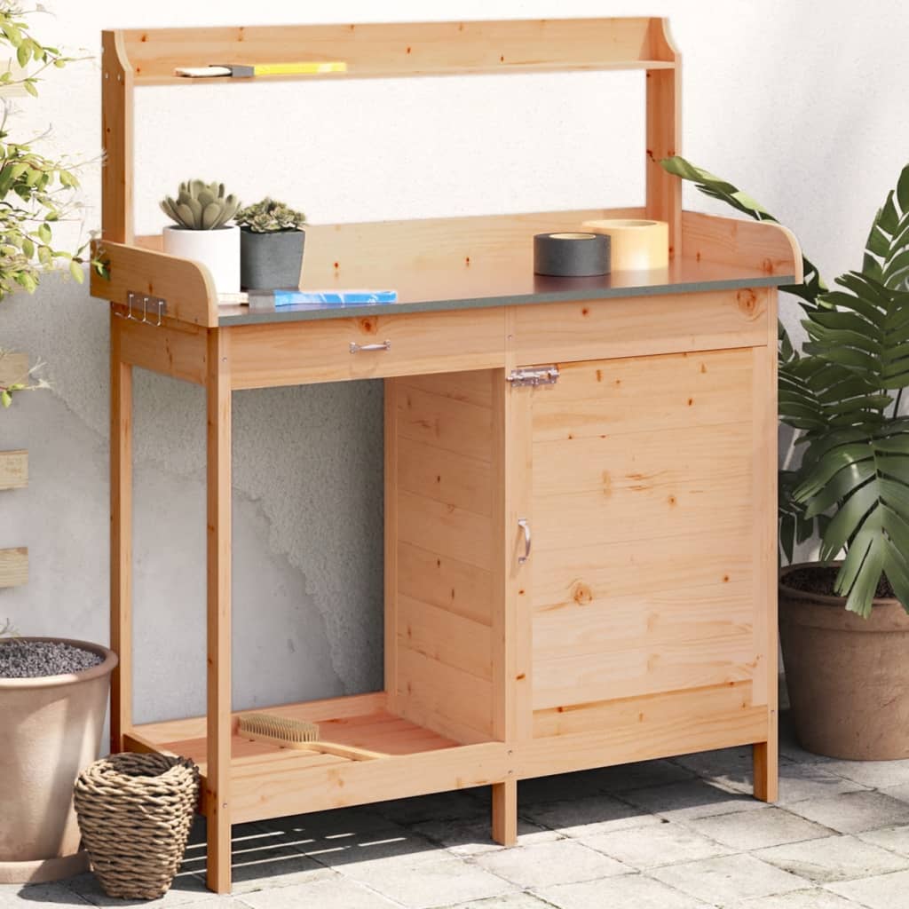 Oppottafel Met Kast 110,5X45X124,5 Cm Massief Vurenhout