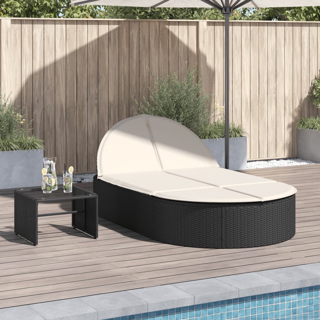 Ligbed 2-Persoons Met Kussens Poly Rattan