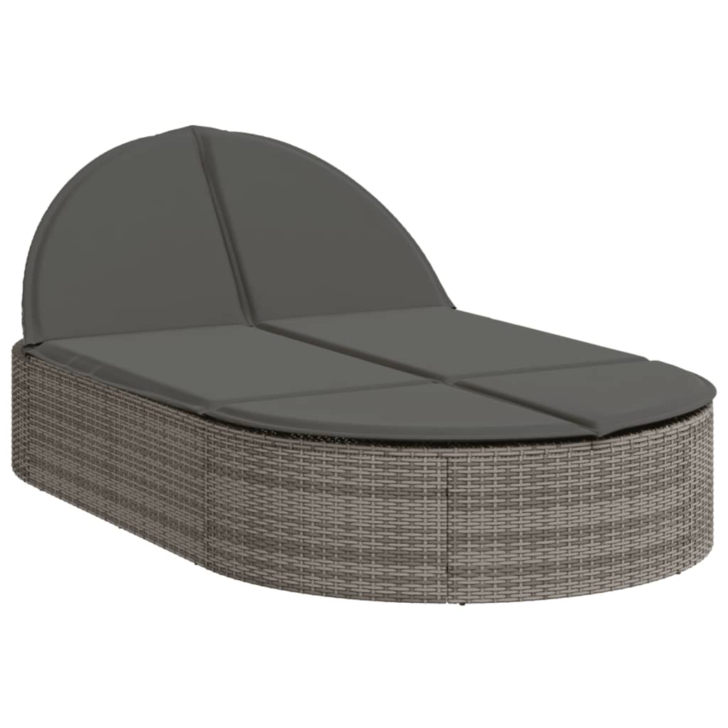 Ligbed 2-Persoons Met Kussens Poly Rattan