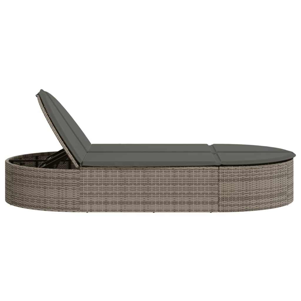 Ligbed 2-Persoons Met Kussens Poly Rattan
