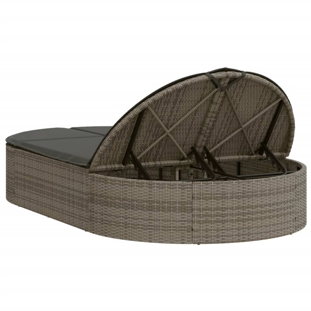 Ligbed 2-Persoons Met Kussens Poly Rattan