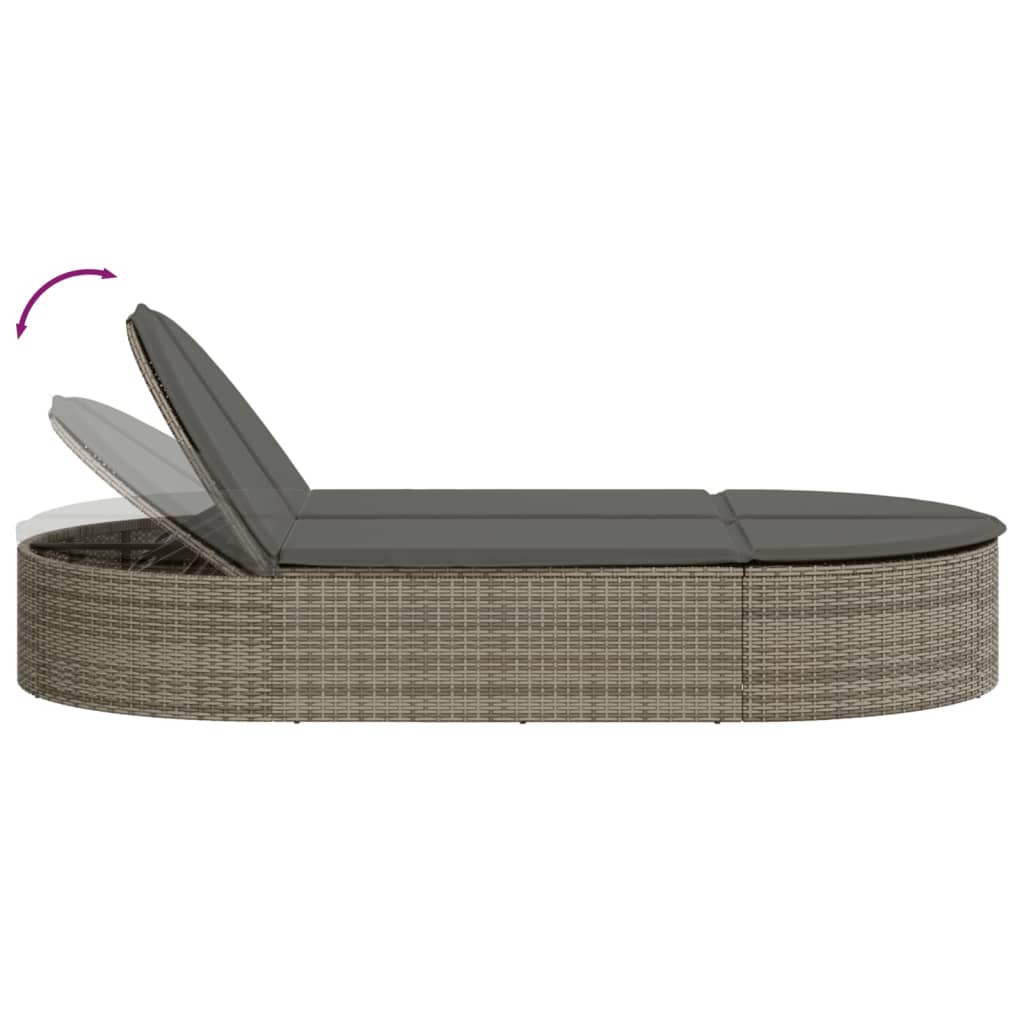 Ligbed 2-Persoons Met Kussens Poly Rattan