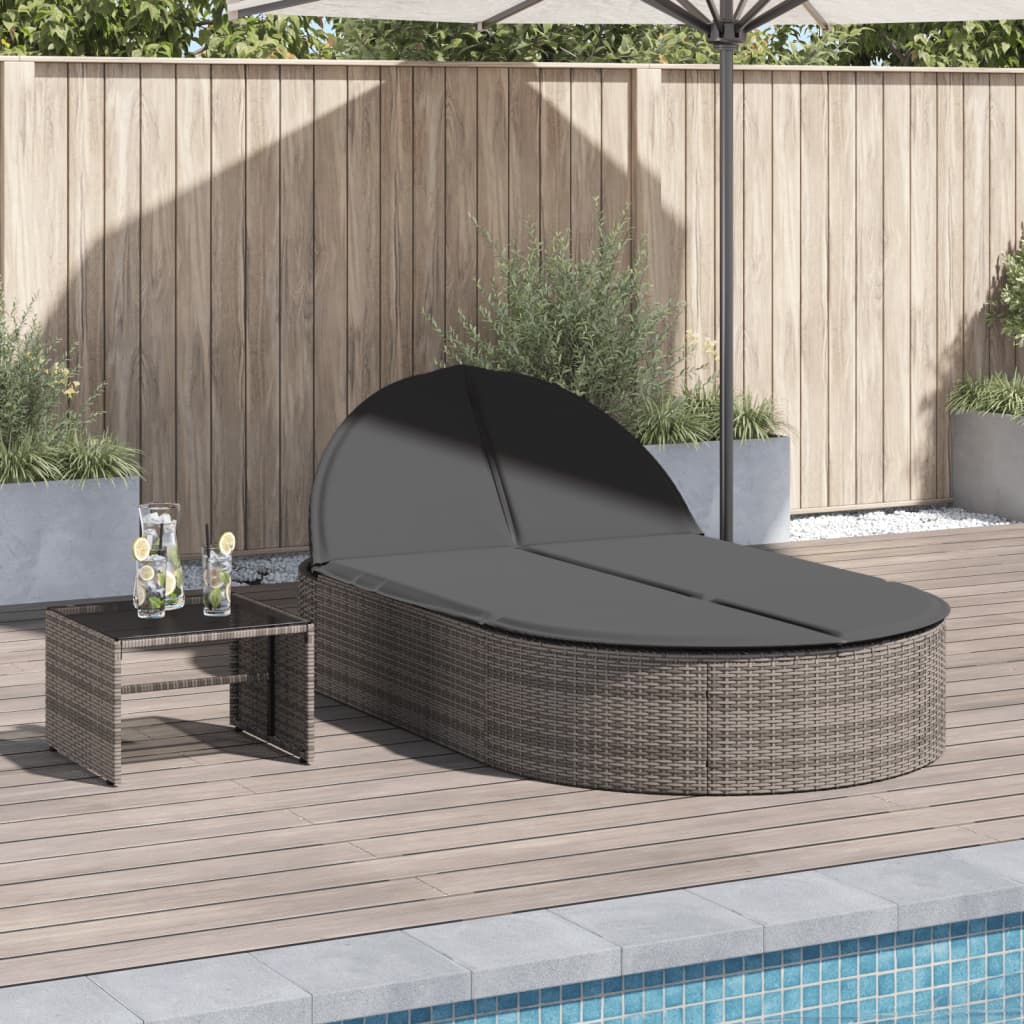 Ligbed 2-Persoons Met Kussens Poly Rattan