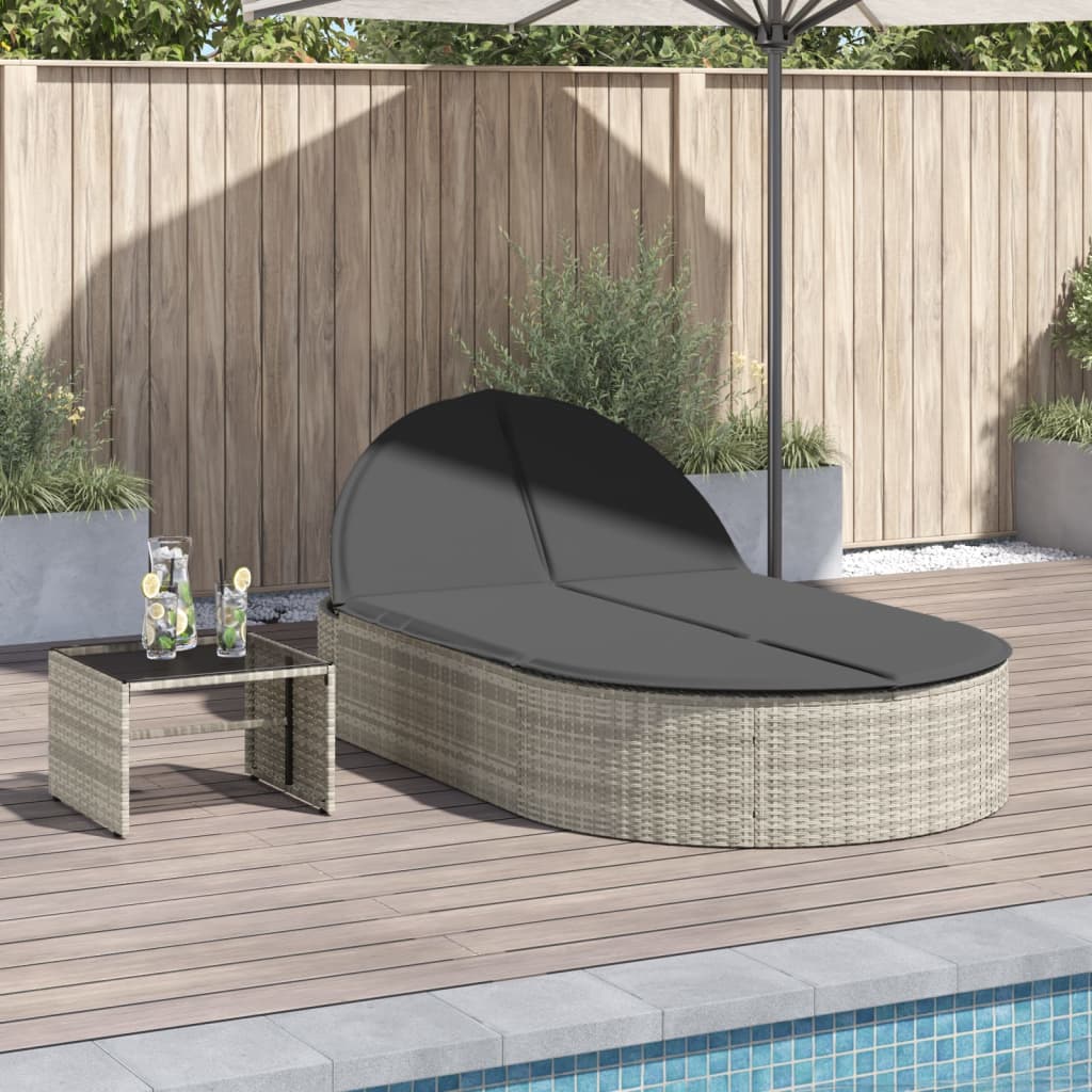 Ligbed 2-Persoons Met Kussens Poly Rattan
