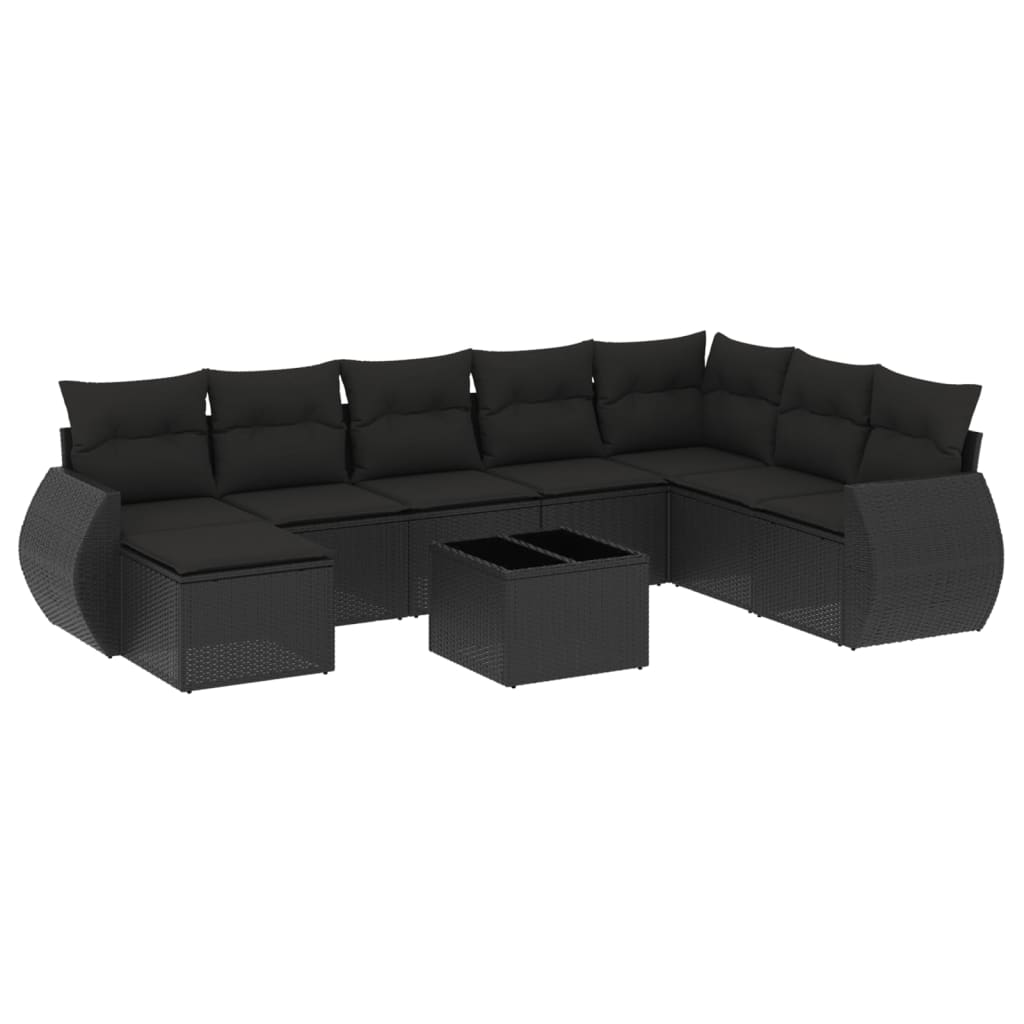9-Delige Loungeset Met Kussens Poly Rattan