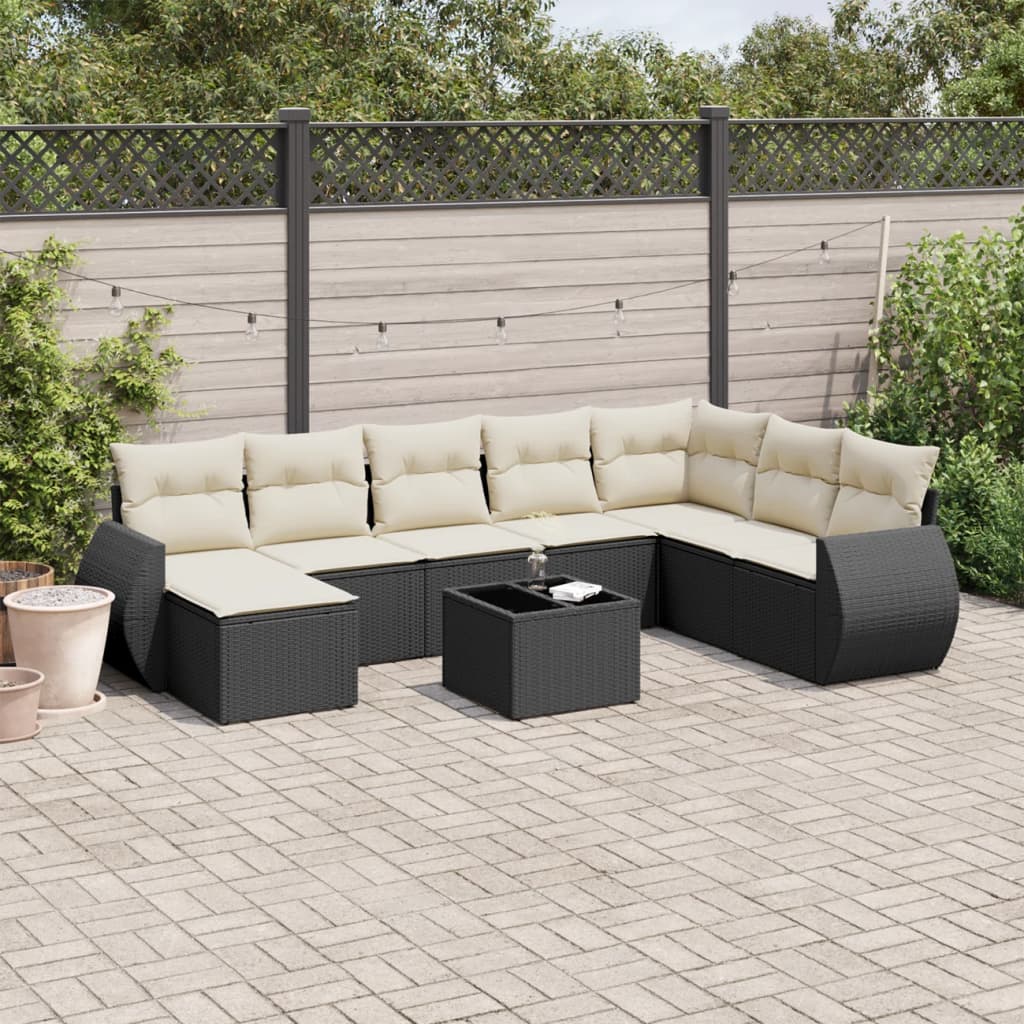 9-Delige Loungeset Met Kussens Poly Rattan