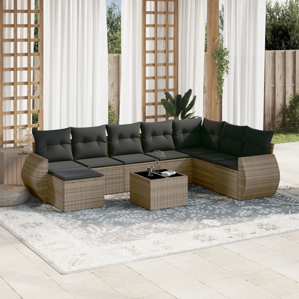 9-Delige Loungeset Met Kussens Poly Rattan