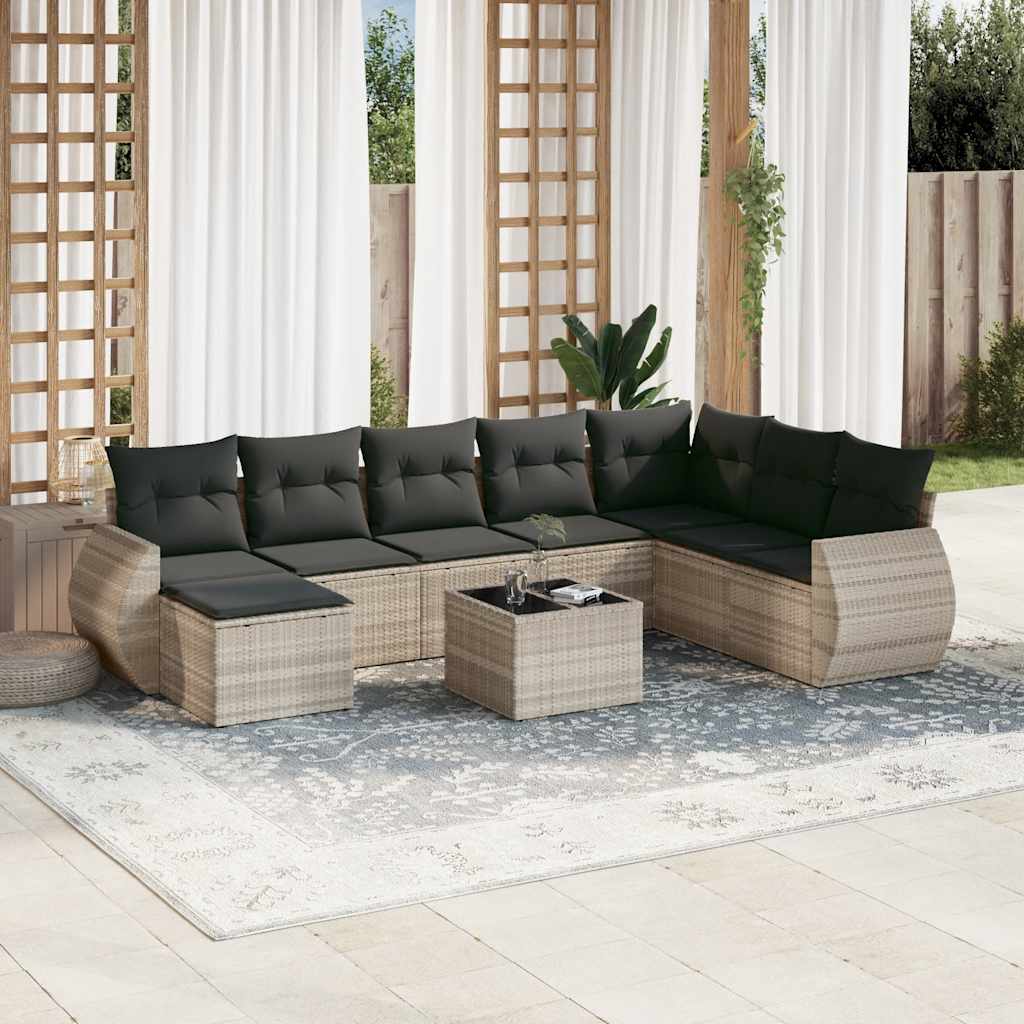 9-Delige Loungeset Met Kussens Poly Rattan