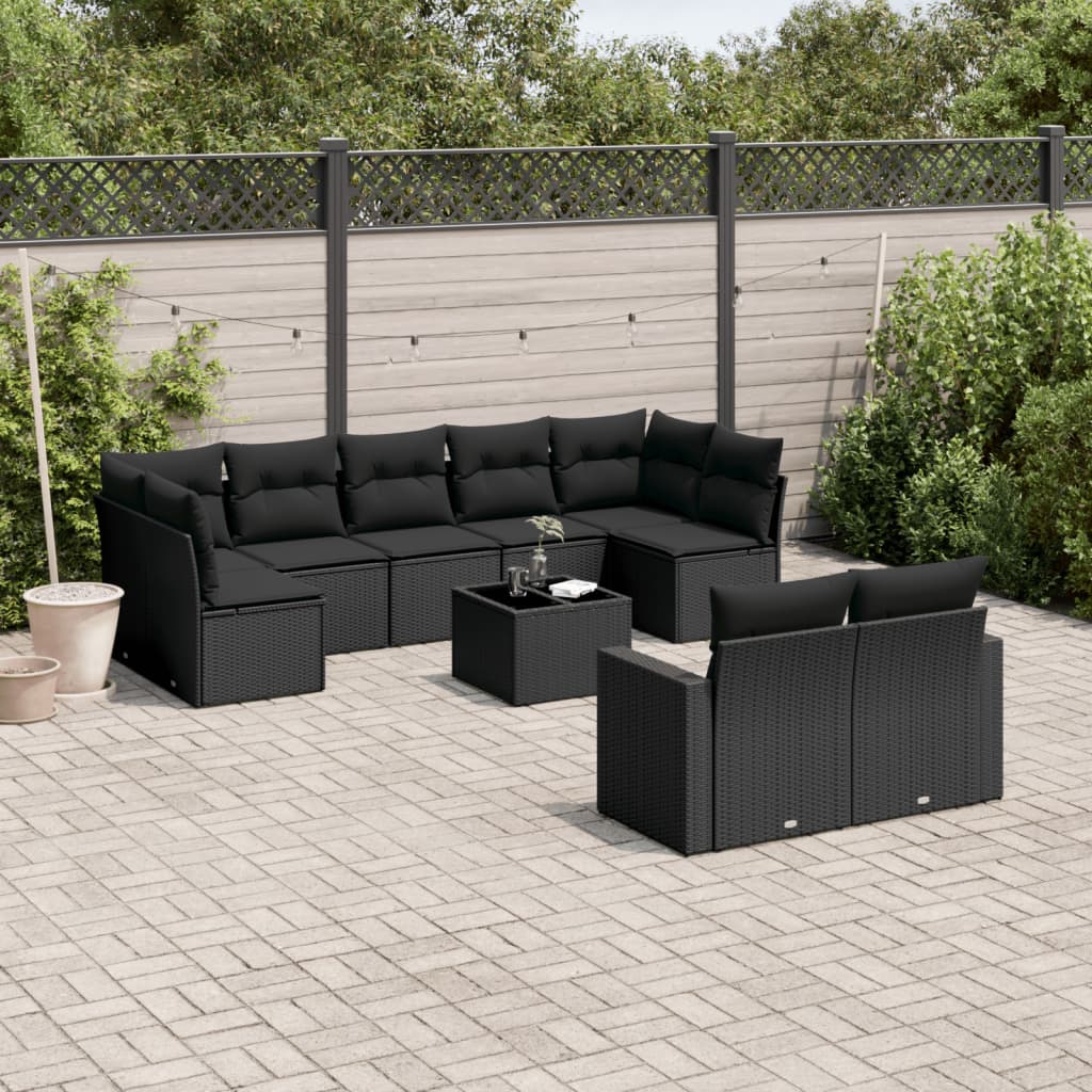 10-Delige Loungeset Met Kussens Poly Rattan