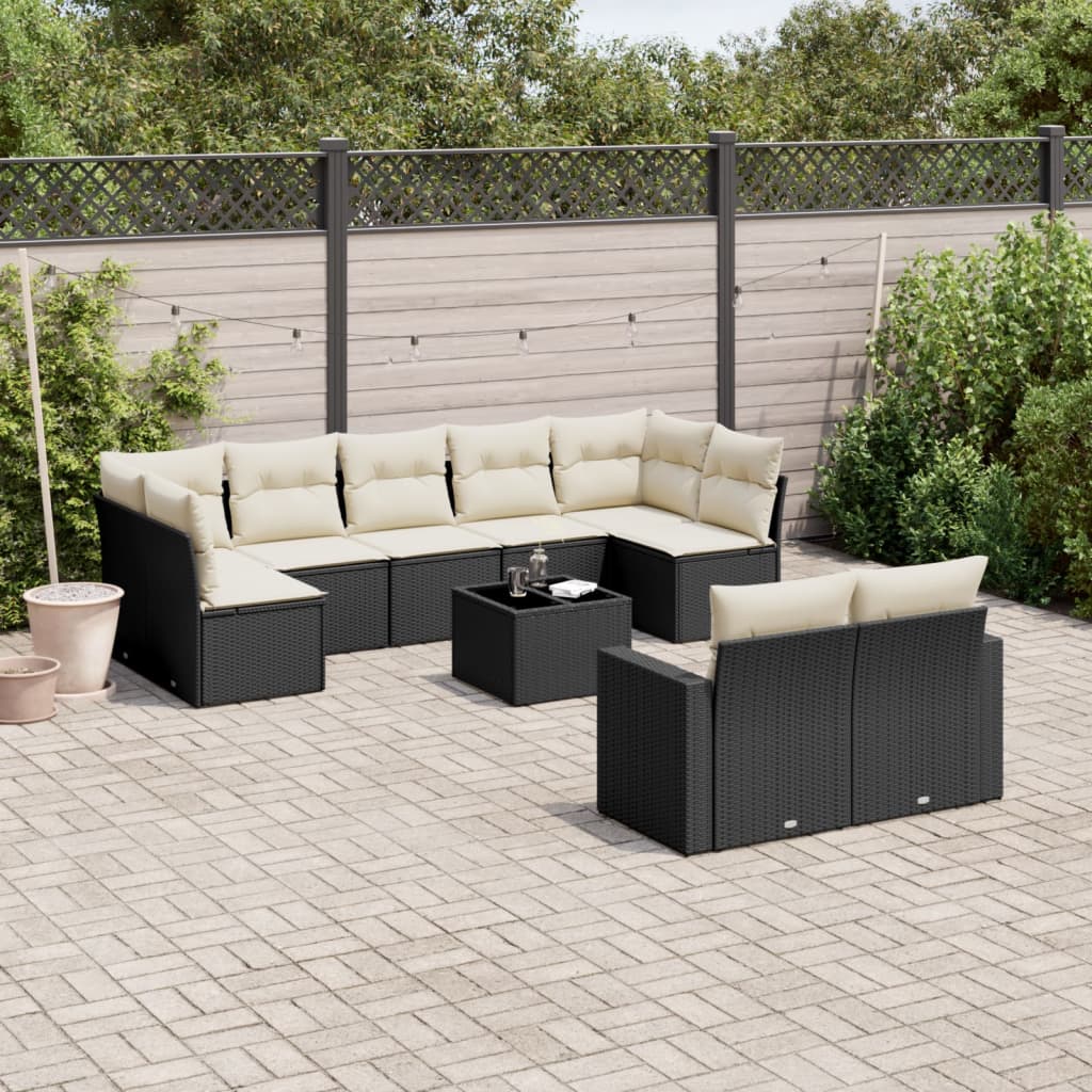 10-Delige Loungeset Met Kussens Poly Rattan