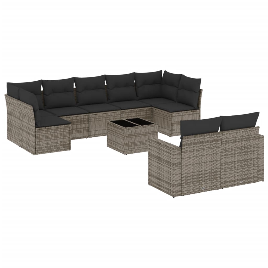 10-Delige Loungeset Met Kussens Poly Rattan