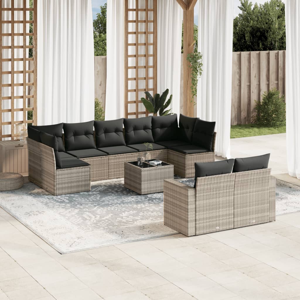 10-Delige Loungeset Met Kussens Poly Rattan