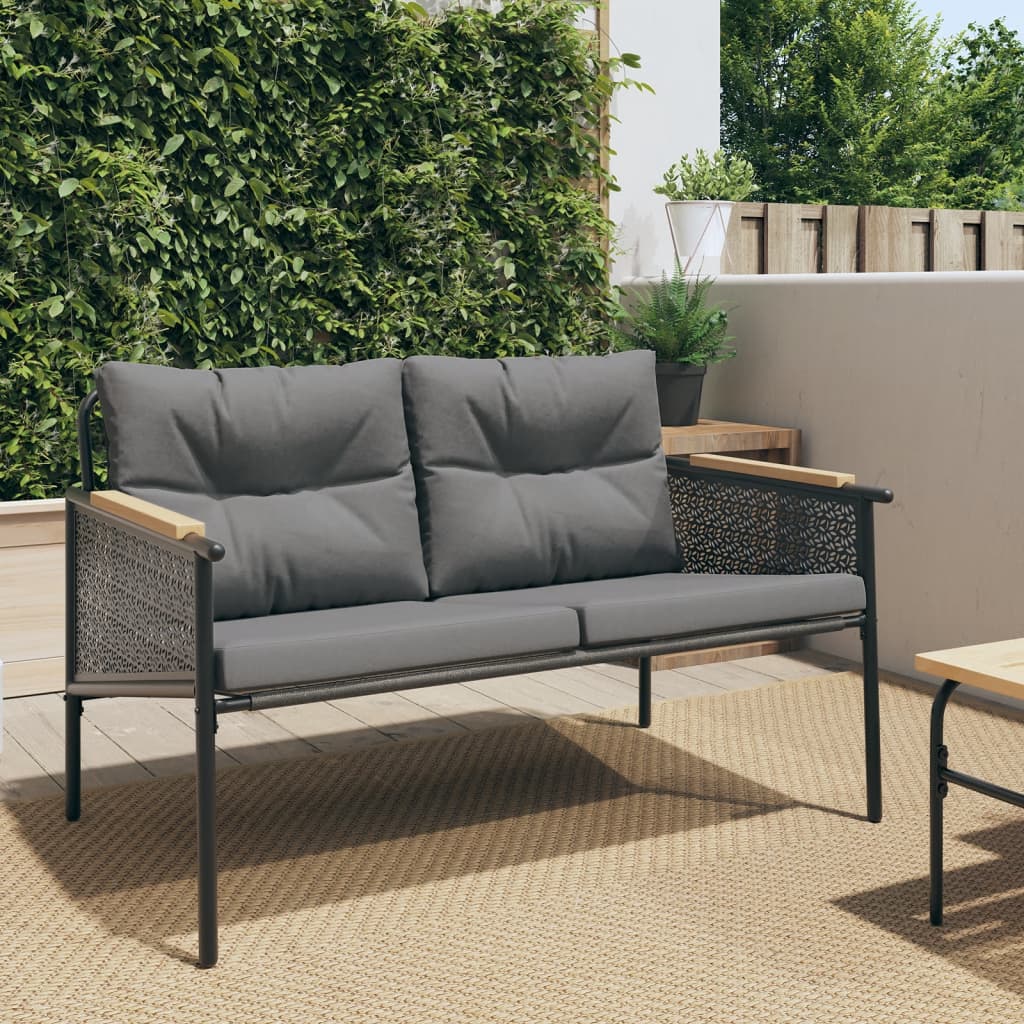 Tuinbank Met Kussens 116 Cm Staal Zwart