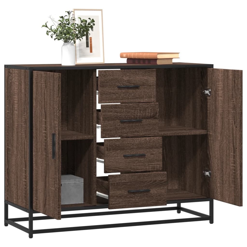 Dressoir 92X35X76 Cm Bewerkt Hout Kleurig