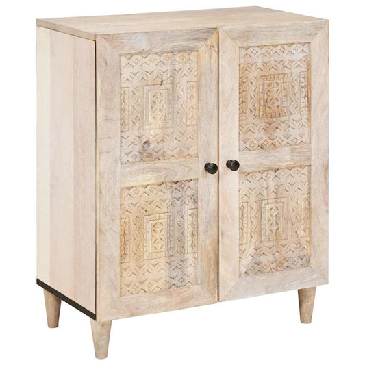 Dressoir Wit 60 X 33 X 75 Cm Massief Mangohout