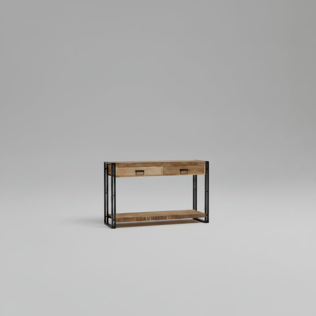 Wandtafel Met Lade Bruin 120 X 33 X 75 Cm Massief Mango Hout
