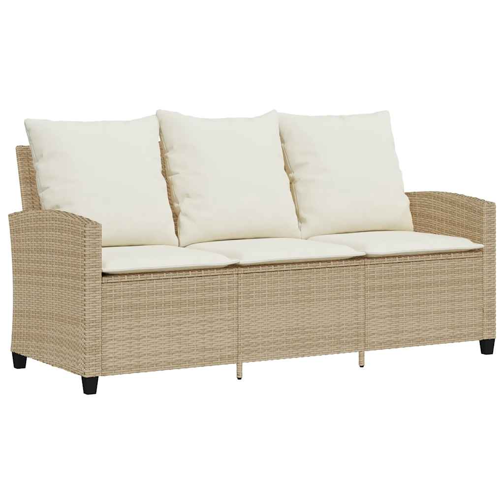 Tuinbank 3-Zits Met Kussens & Tafel Poly Rattan