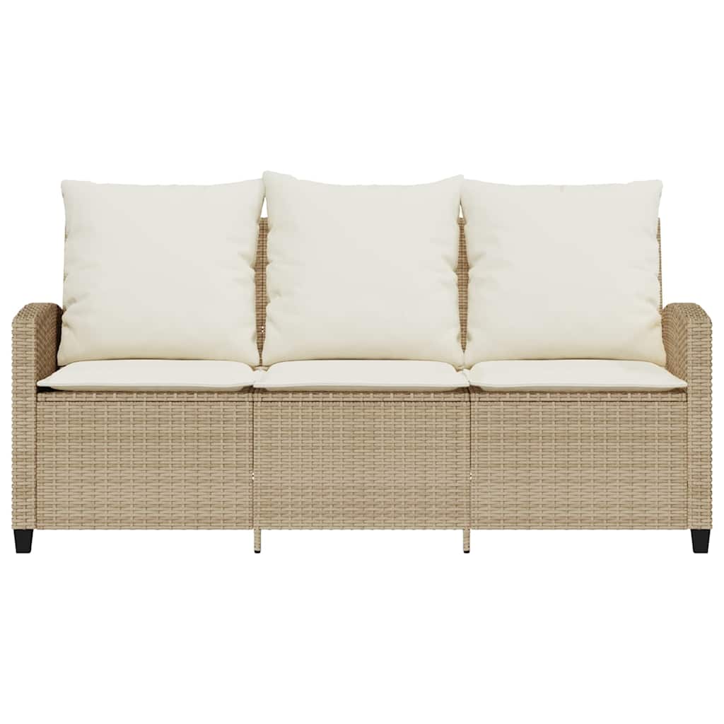 Tuinbank 3-Zits Met Kussens & Tafel Poly Rattan