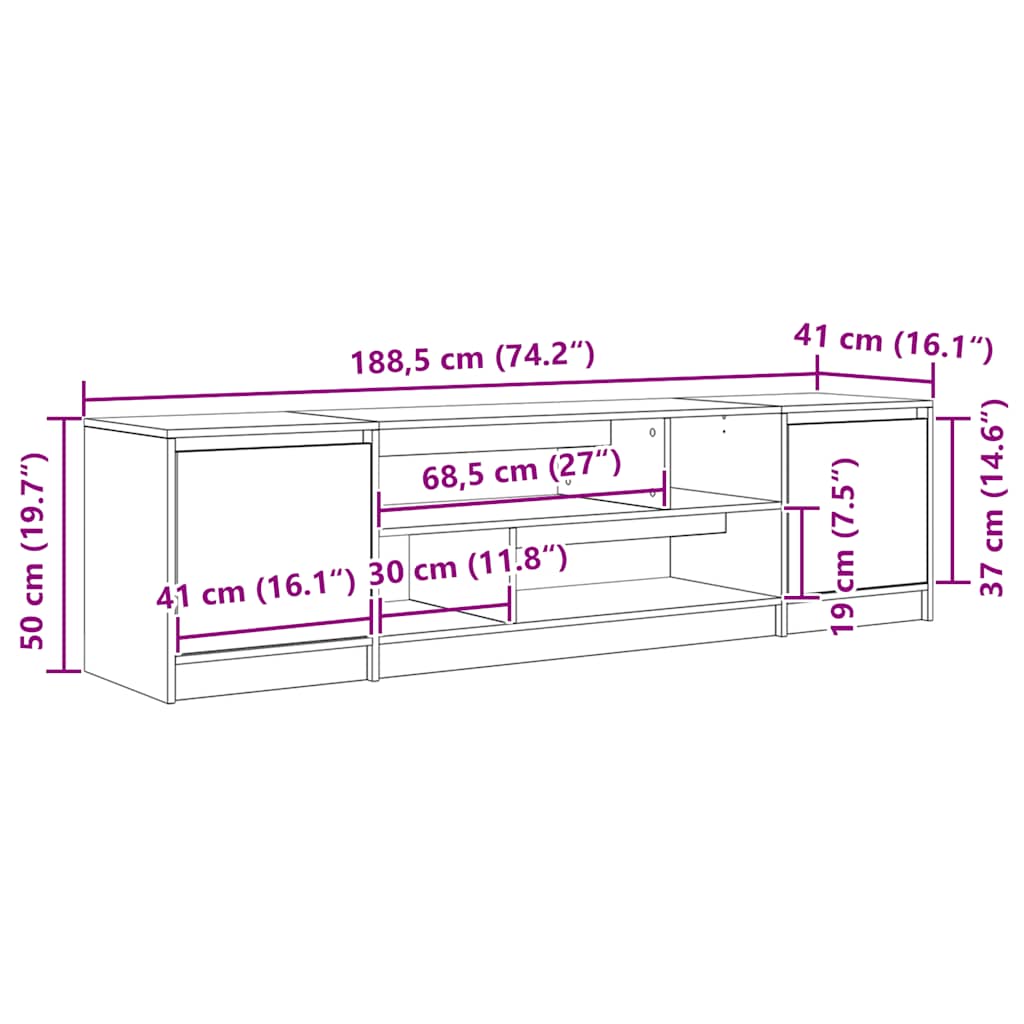 Tv-Meubel 188,5X41X50 Cm Spaanplaat