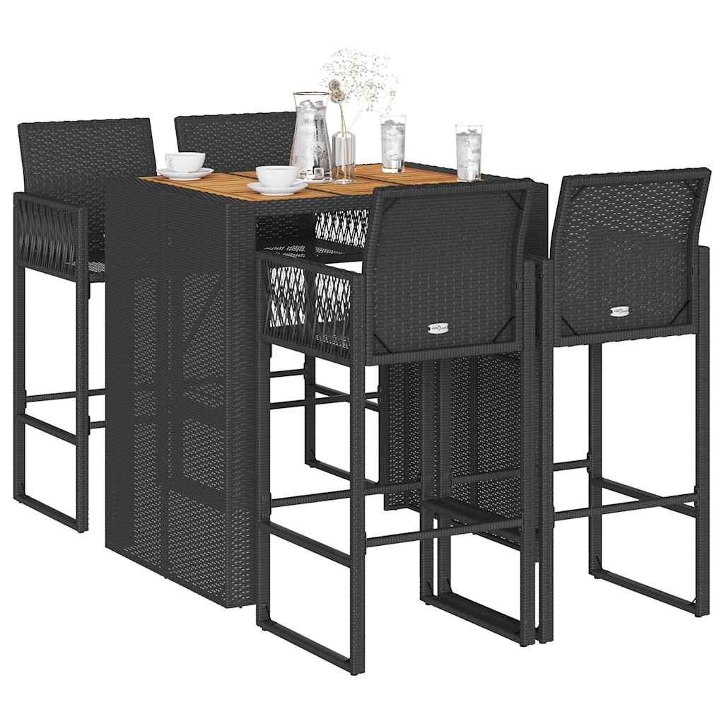 5-Delige Tuinbarset Zonder Kussens Poly Rattan Acacia