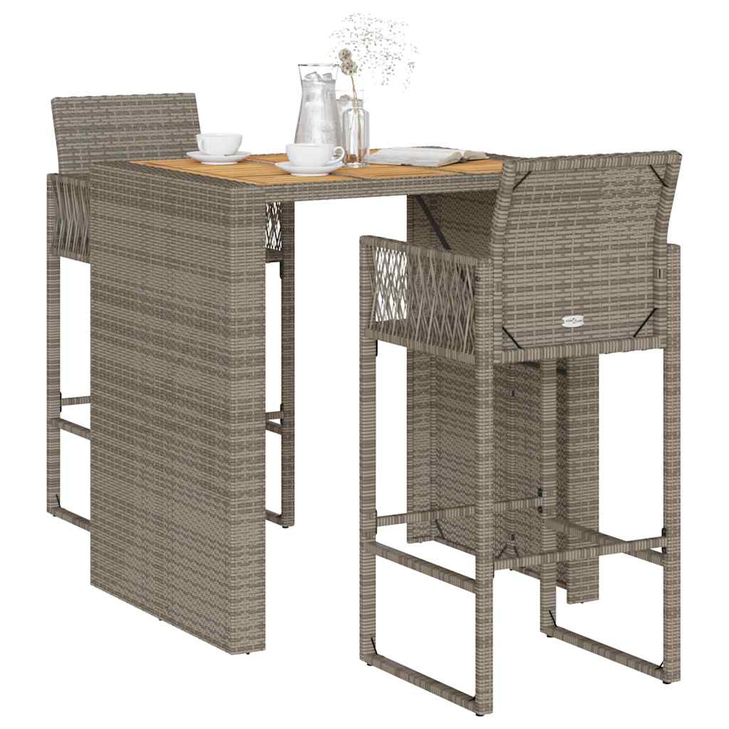 5-Delige Tuinbarset Zonder Kussens Poly Rattan Acacia