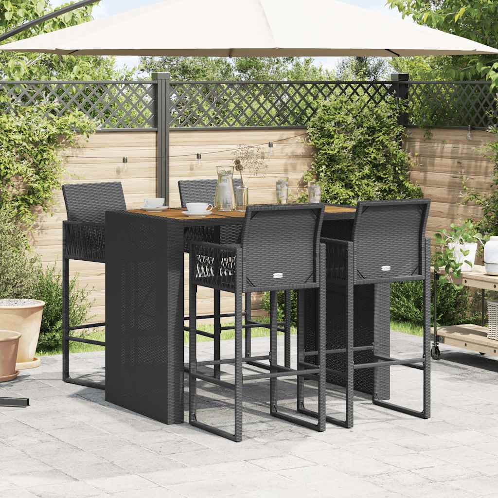5-Delige Tuinbarset Zonder Kussens Poly Rattan Acacia