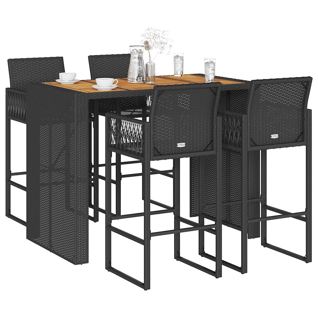 5-Delige Tuinbarset Zonder Kussens Poly Rattan Acacia