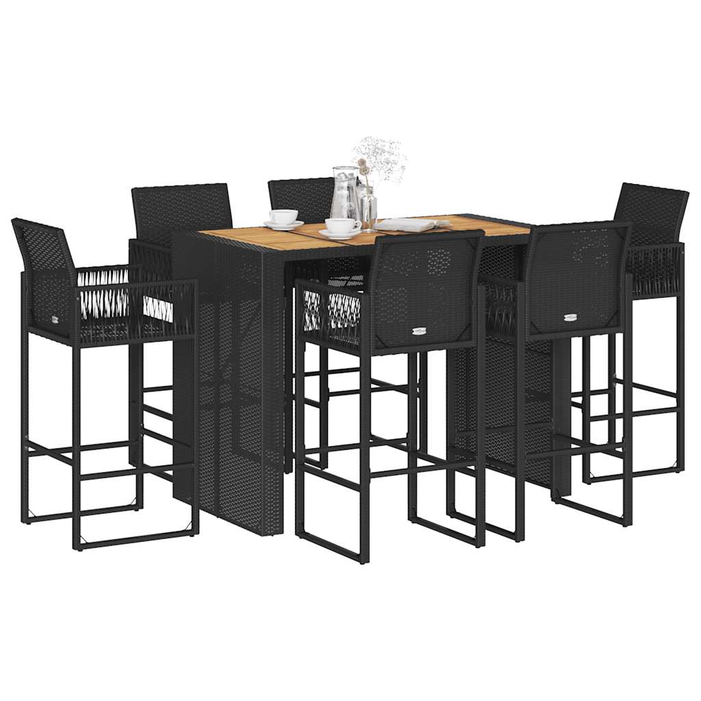 5-Delige Tuinbarset Zonder Kussens Poly Rattan Acacia