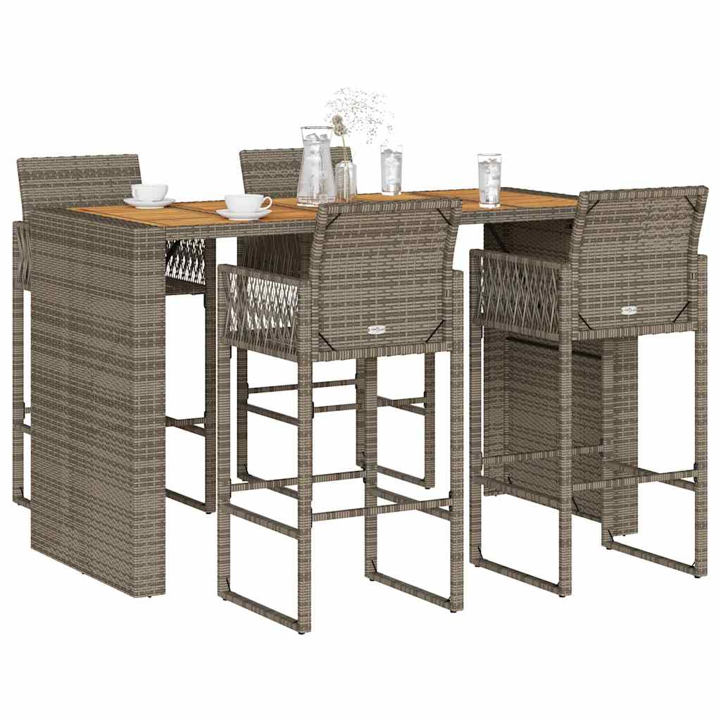 5-Delige Tuinbarset Zonder Kussens Poly Rattan Acacia