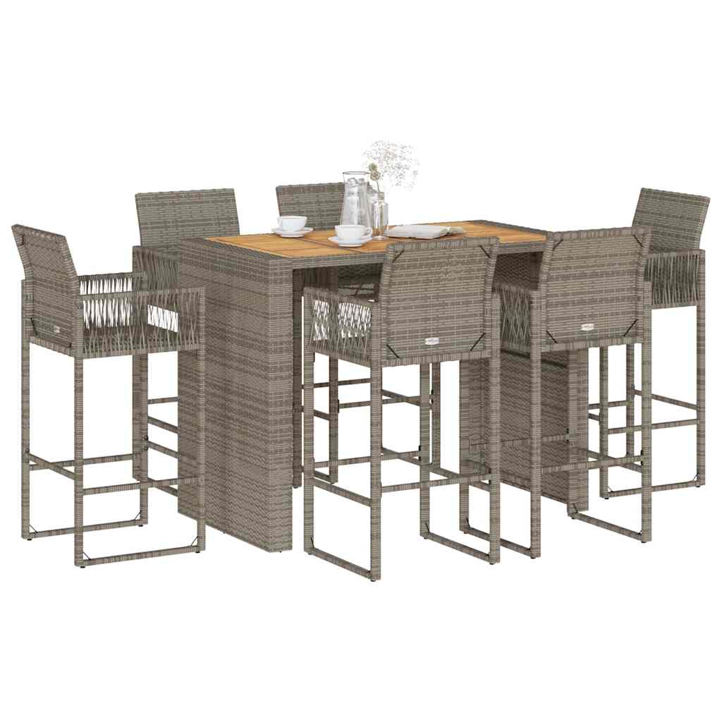 5-Delige Tuinbarset Zonder Kussens Poly Rattan Acacia
