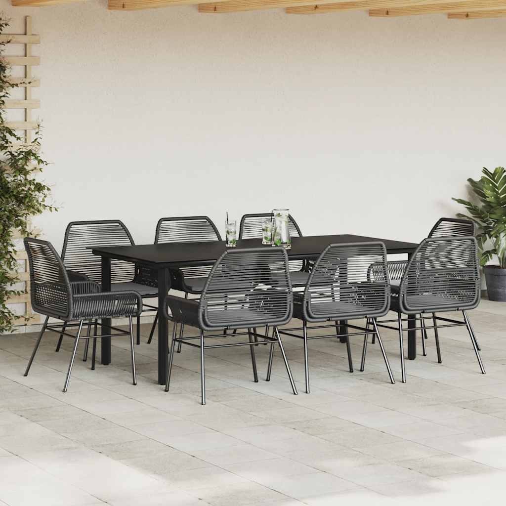 9-Delige Tuinset Met Kussens Poly Rattan Glas
