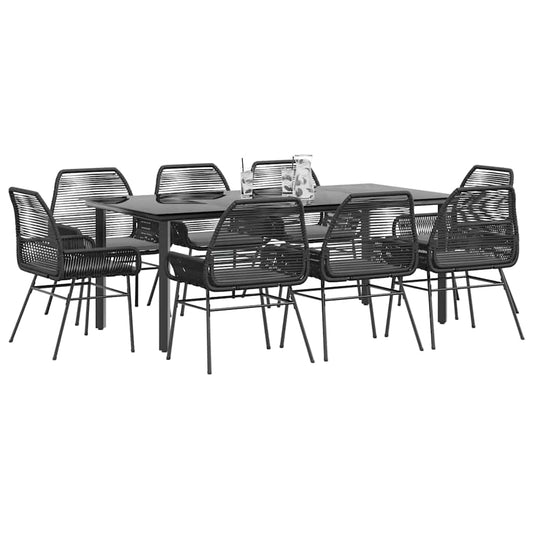 9-Delige Tuinset Met Kussens Poly Rattan Glas