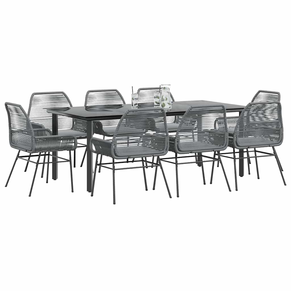 9-Delige Tuinset Met Kussens Poly Rattan Glas