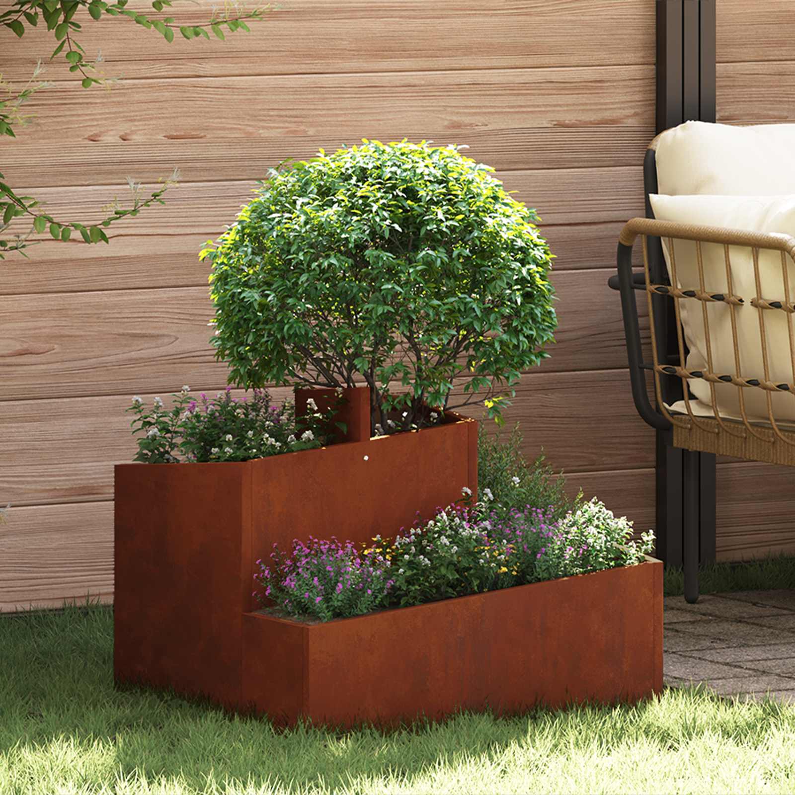 Tuin Bloempot Zilver 80 X 80 X 50 Cm Staal