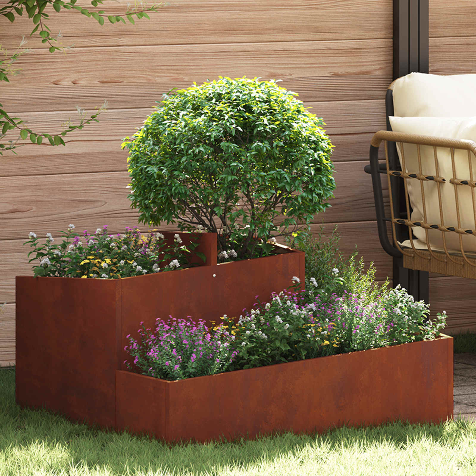 Tuin Bloempot Zilver 80 X 80 X 50 Cm Staal