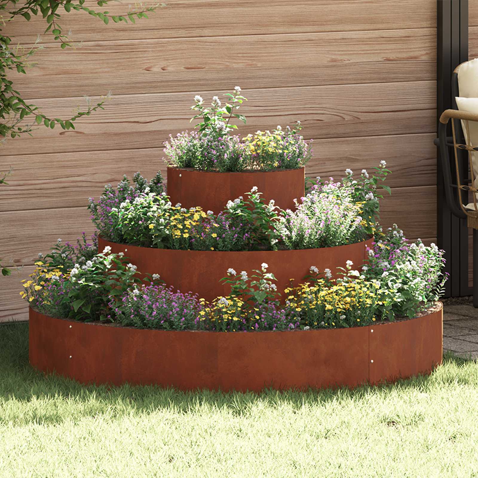 Tuin Bloempot Wit 120 X 120 X 20 Cm Koudgewalst Staal