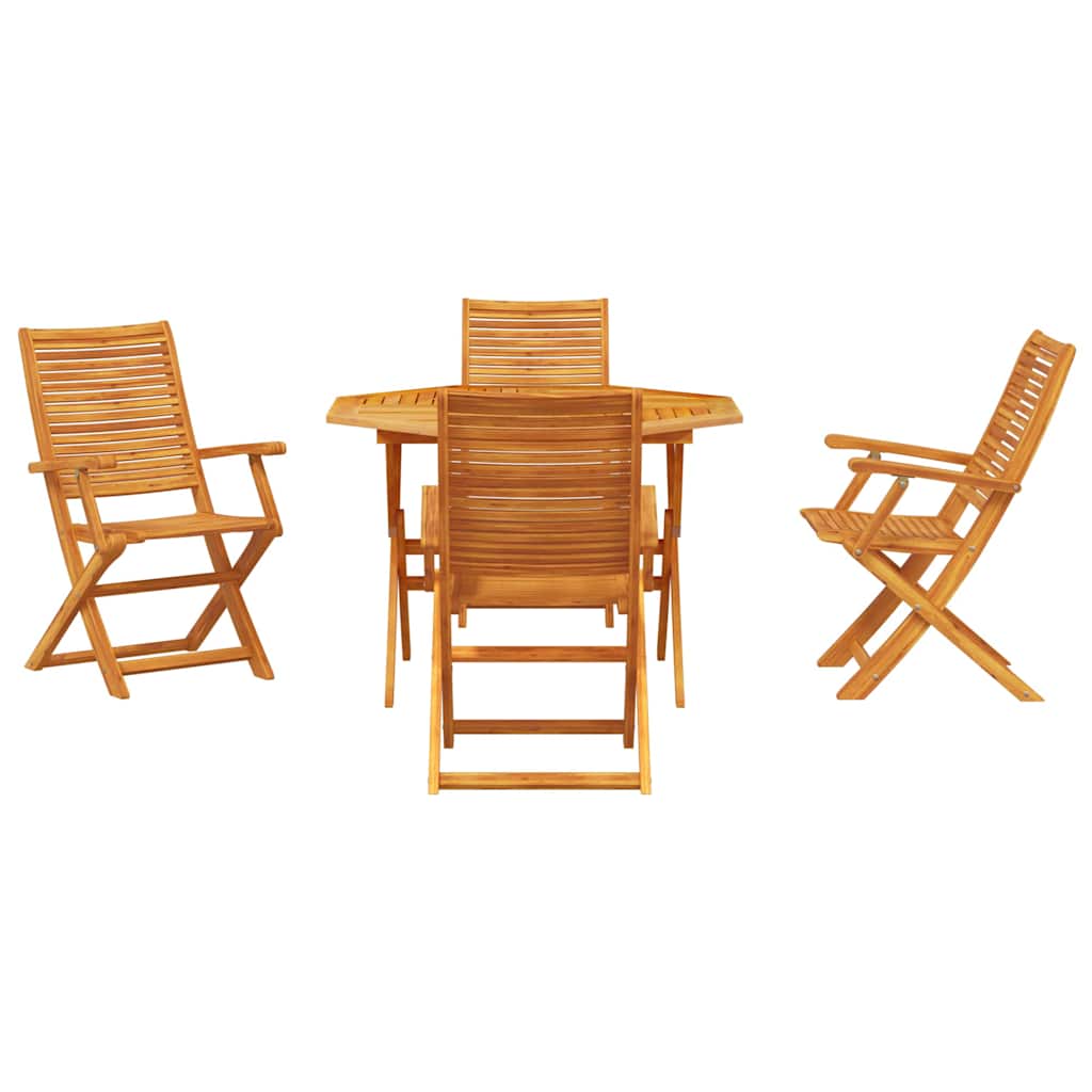 Tuin Eettafelset 5 Pcs Bruin Massief Acaciahout