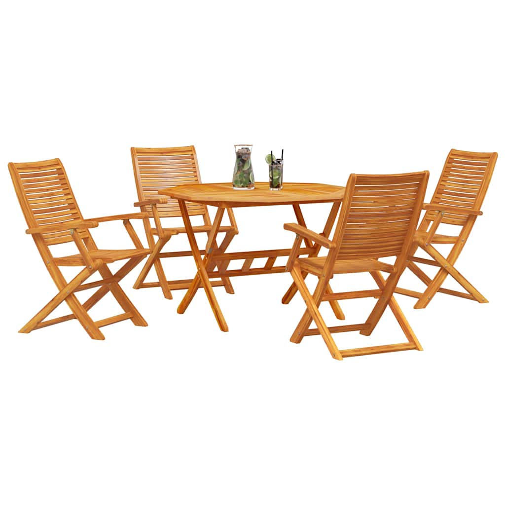 Tuin Eettafelset 5 Pcs Bruin Massief Acaciahout