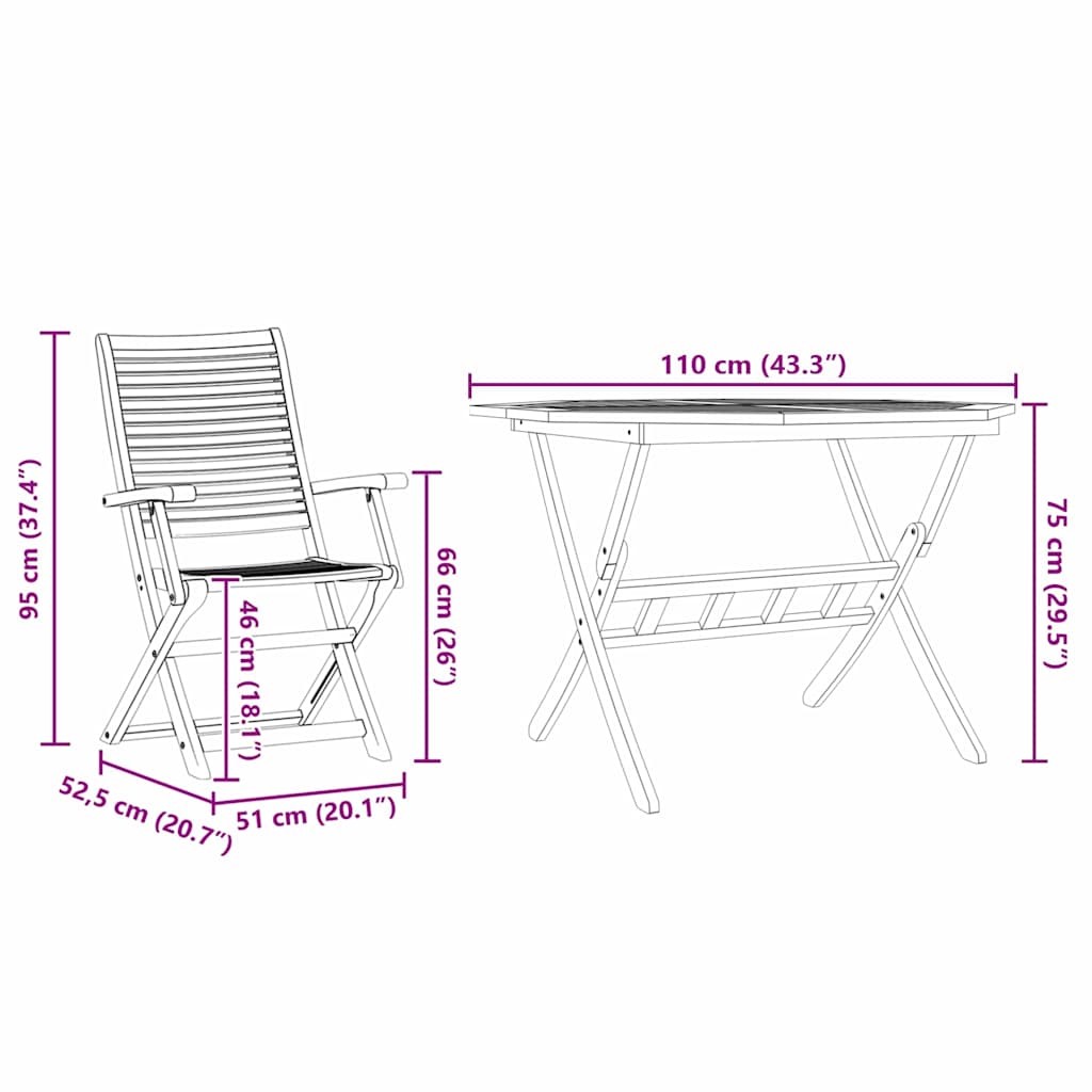 Tuin Eettafelset 5 Pcs Bruin Massief Acaciahout