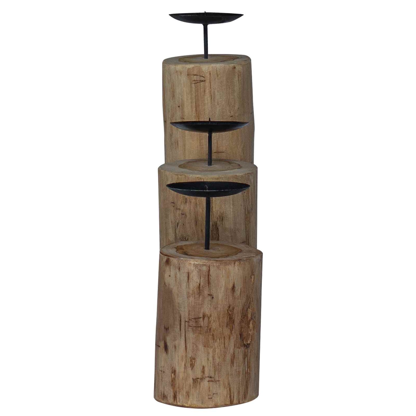 Kaarsenhouder 3 Pcs Naturel Massief Teakhout