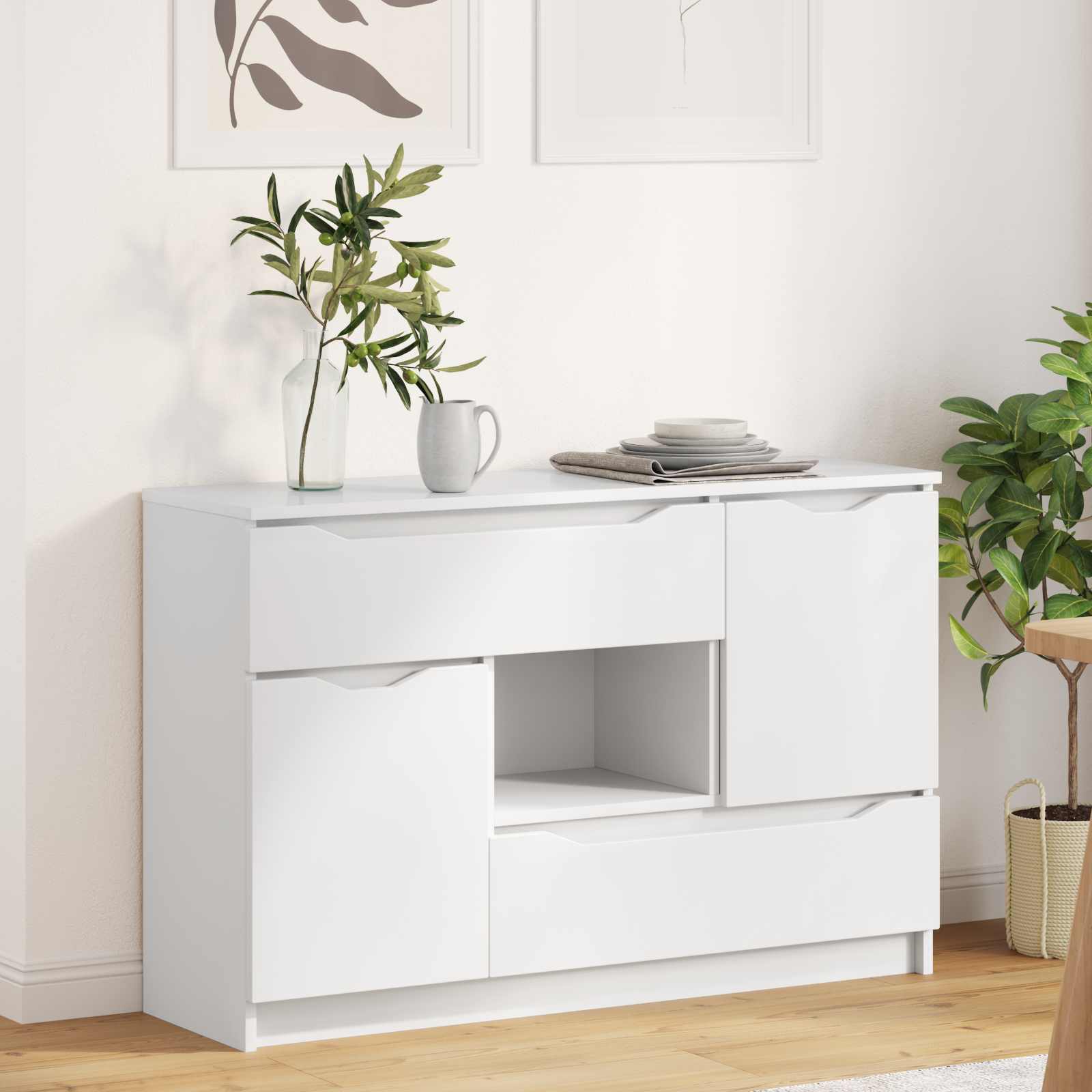 Dressoir Met Lade Beton Grijs 100 X 30 X 65,6 Bewerkt Hout