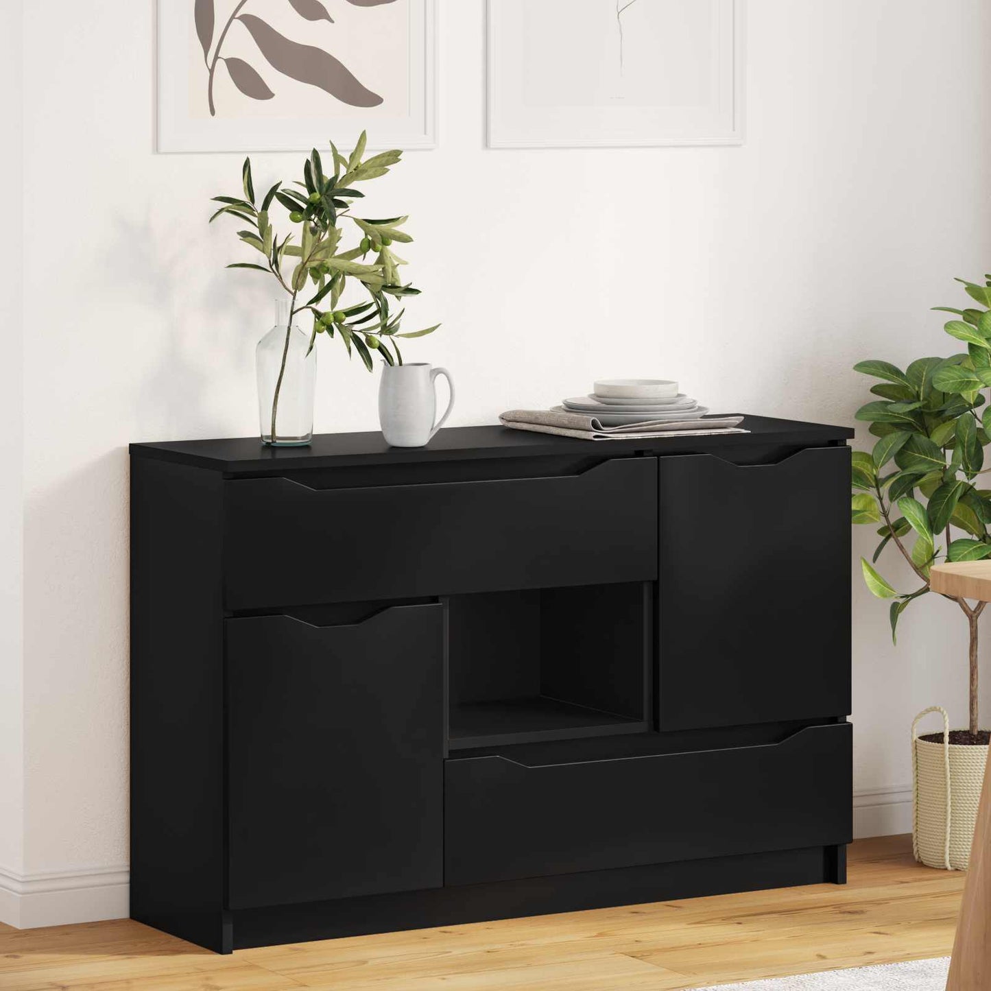 Dressoir Met Lade Beton Grijs 100 X 30 X 65,6 Bewerkt Hout