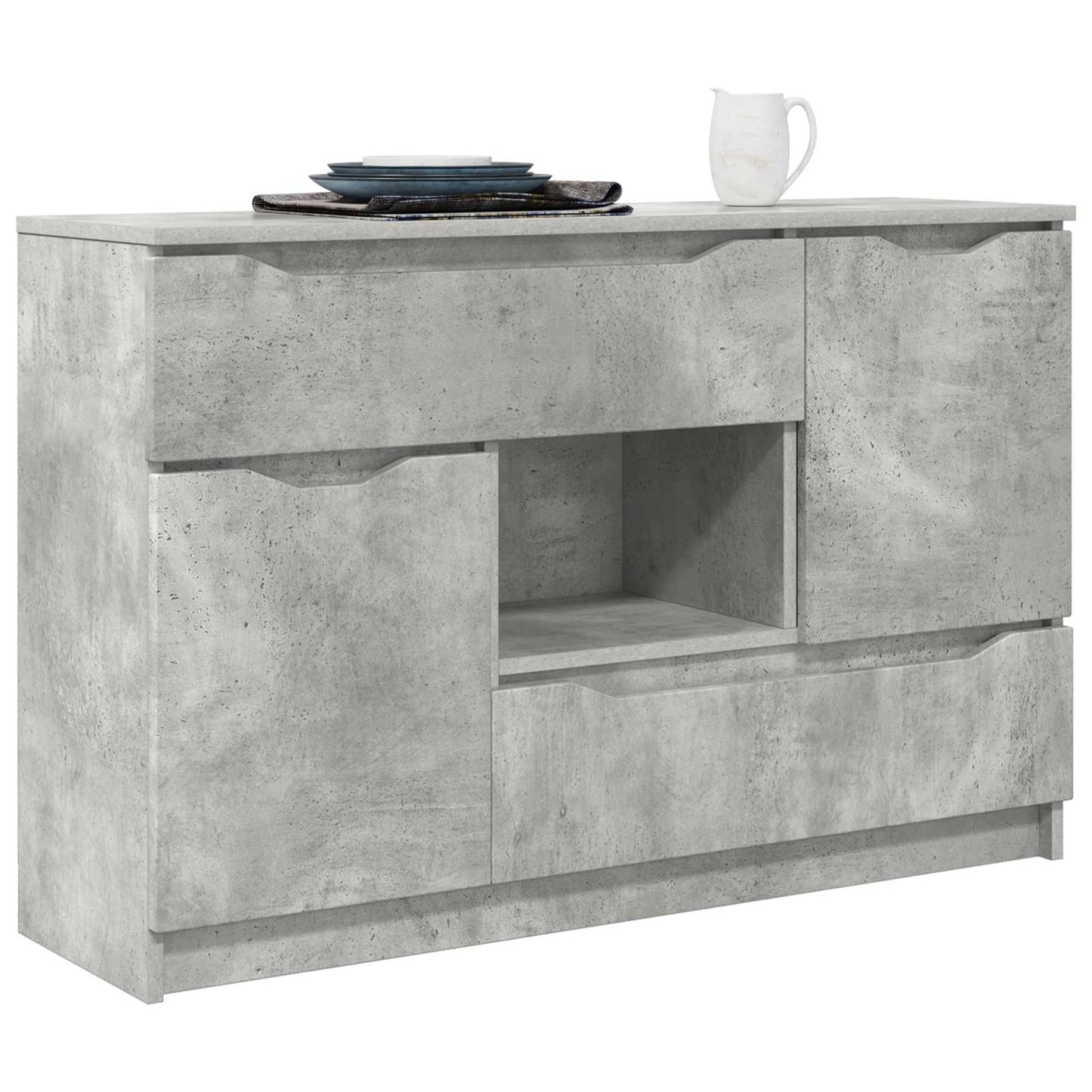 Dressoir Met Lade Beton Grijs 100 X 30 X 65,6 Bewerkt Hout