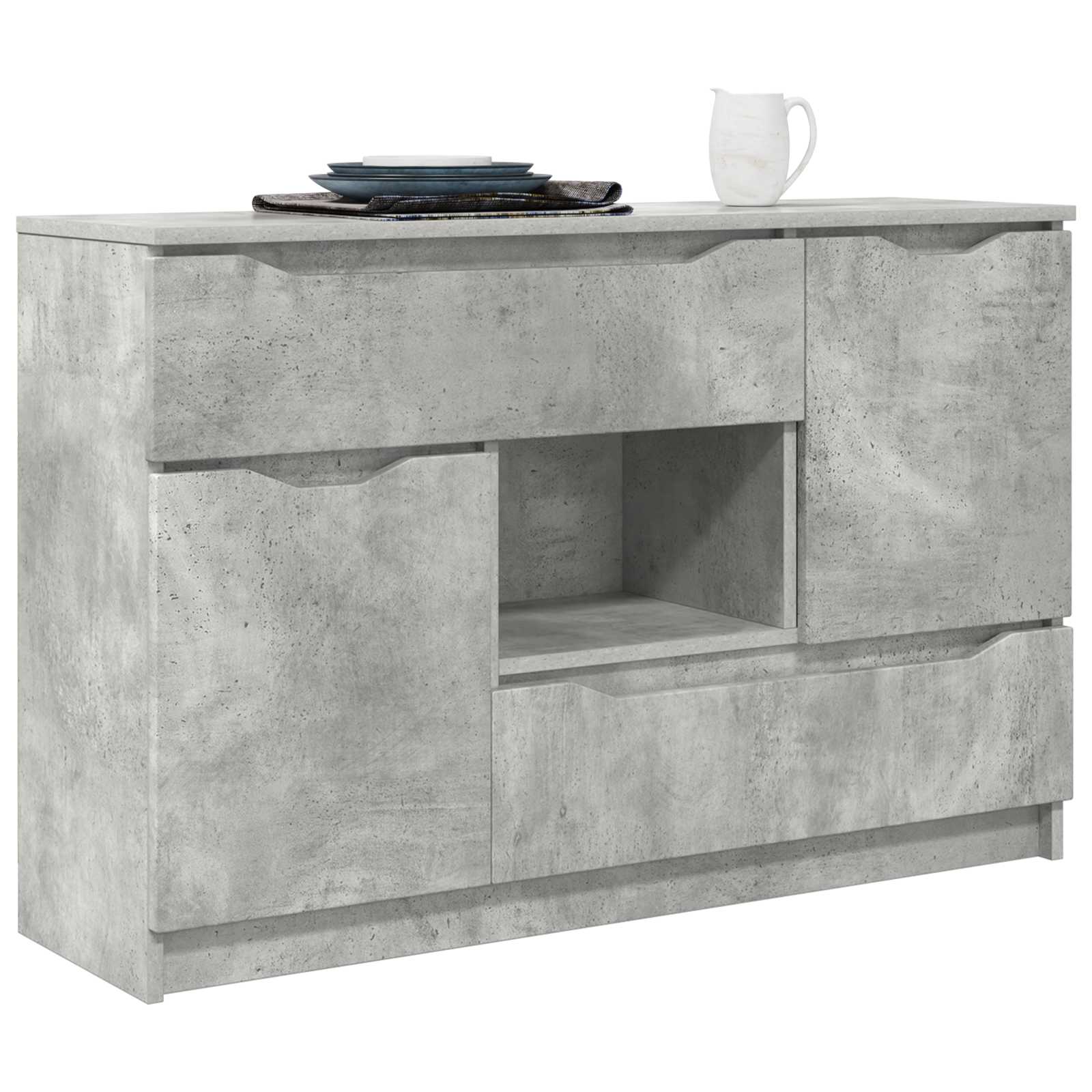 Dressoir Met Lade Beton Grijs 100 X 30 X 65,6 Bewerkt Hout