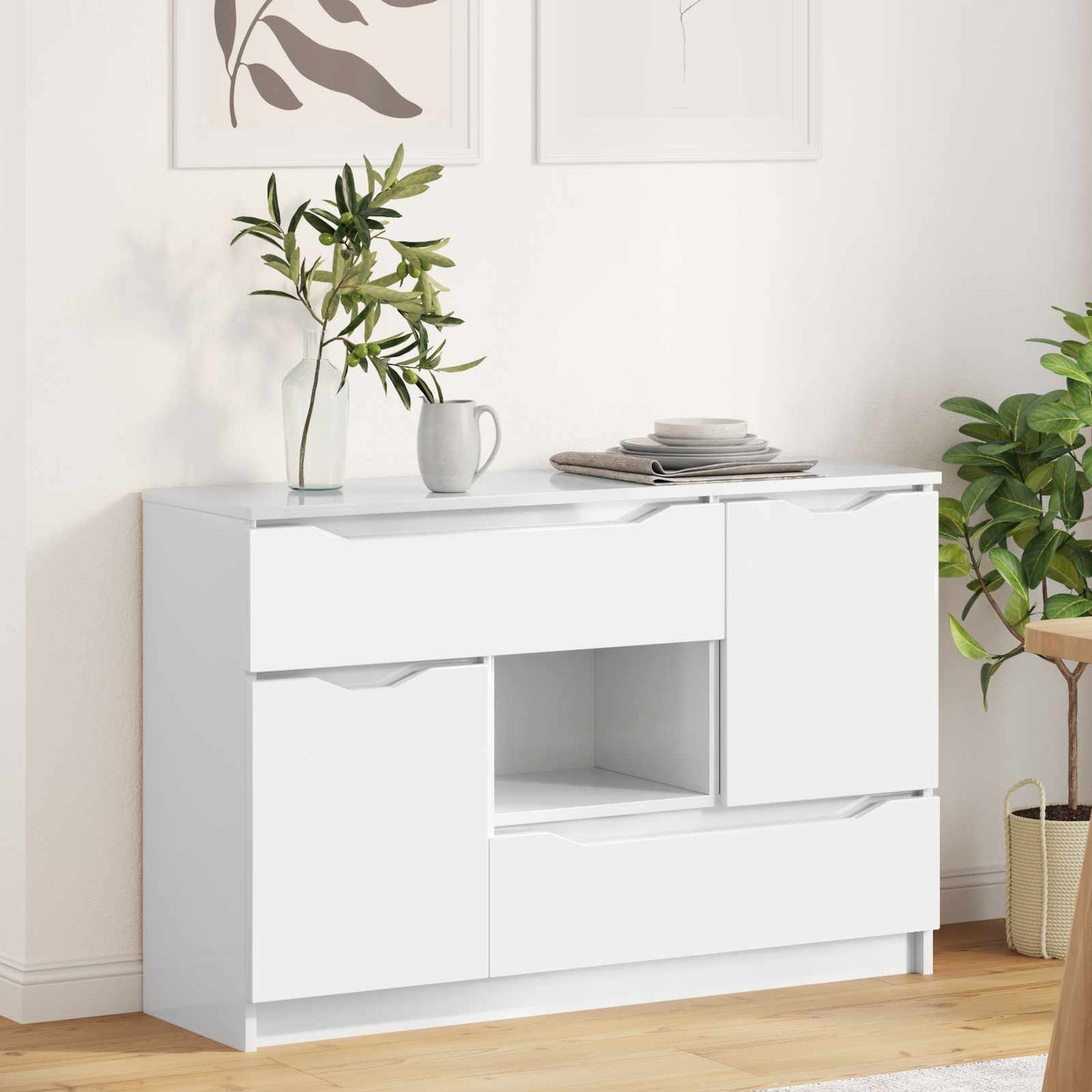 Dressoir Met Lade Beton Grijs 100 X 30 X 65,6 Bewerkt Hout
